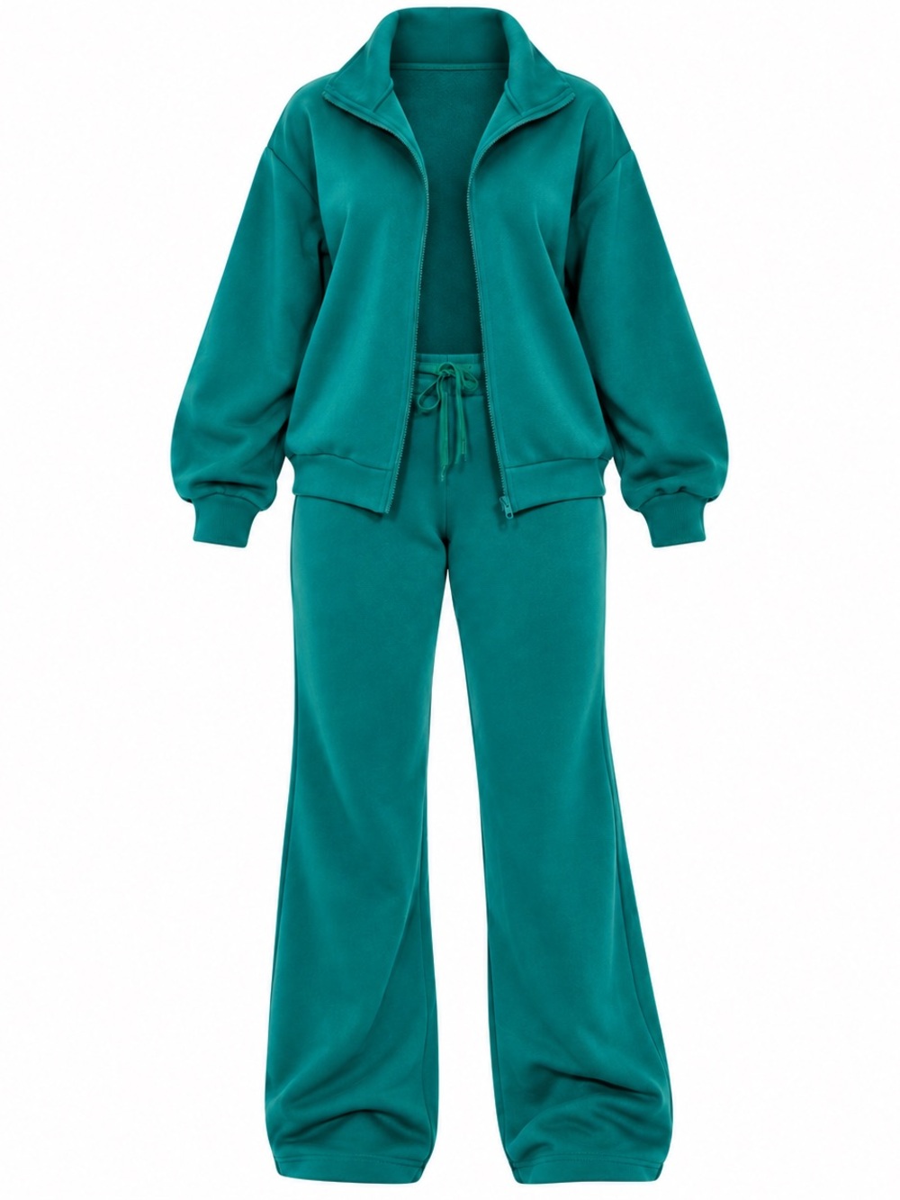 Teal Wide-Leg Sweatpants - Cozy High-Rise Lounge Pant